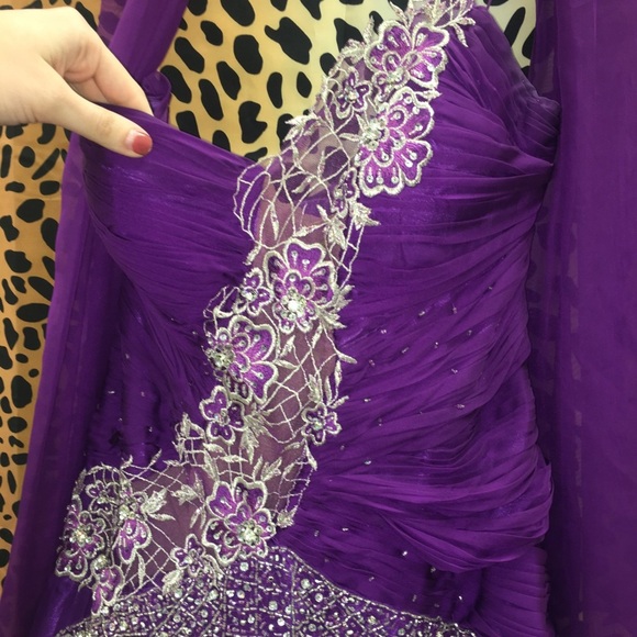 Mayqueen Purple Long Tulle Prom Gown - Picture 3 of 8